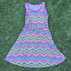 5/$15 Justice girls size 12 sleeveless dress with multi-colored print